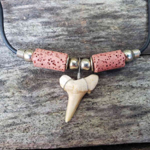 Pink Lava Bead Shark Tooth Necklace