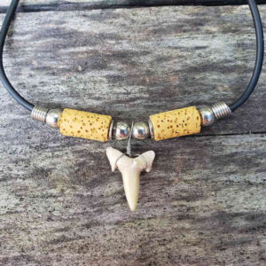 Yellow Lava Bead Shark Tooth Necklace