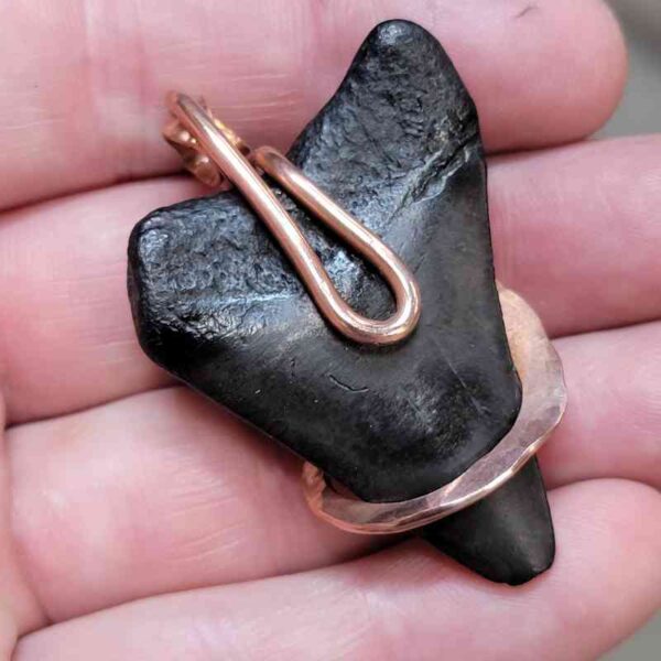 Copper Hook  Wrapped Megalodon Shark Tooth Pendants/Necklace - #1 - Image 3
