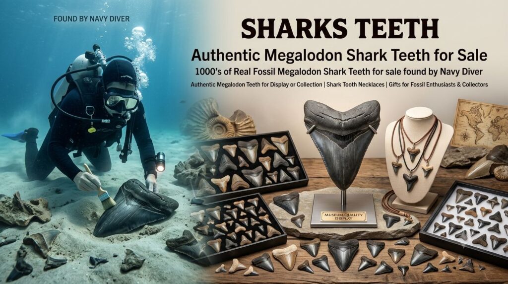 Authentic Megalodon shark teeth for sale